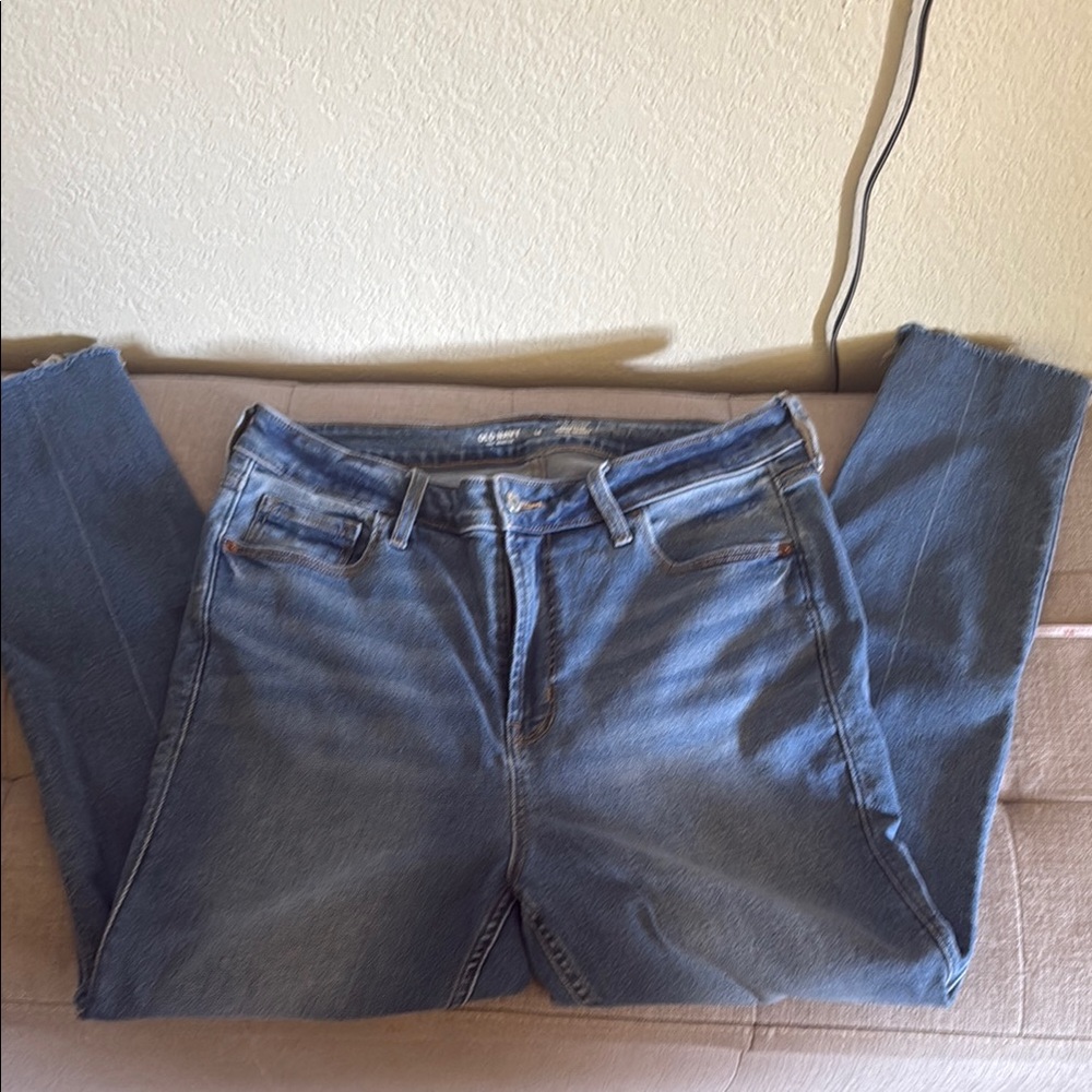 Old Navy Blue Straight Leg Jeans with Durable Denim
